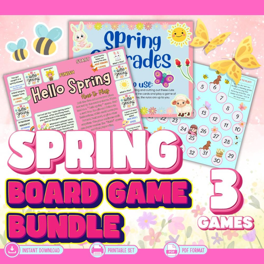 Spring Board Game Bundle for Kids, Printable Spring Games, Spring ...