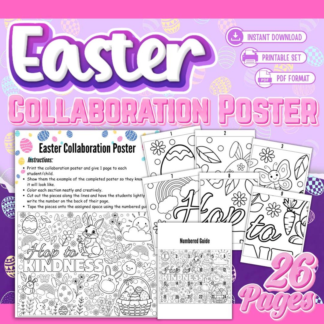 Easter Collaborative Poster Printable, Classroom Easter Activity, 26 ...