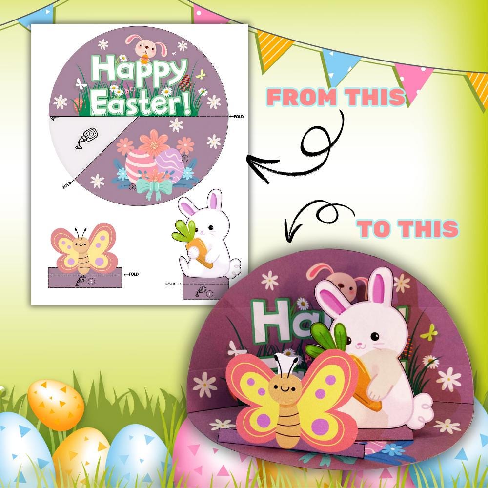 3D Easter Card Craft Printable, Fun Easter Crafts for Kids, DIY Pop up ...