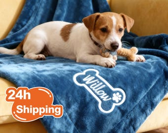 Manta personalizada con nombre para perro, manta con huella de pata bordada, manta para mascotas, manta navideña para mascotas con nombre, regalo navideño para mascotas, regalo para perros