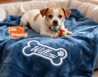 Custom Pet Blanket With Name,Embroidered Comfort Pet Blanket,Embroiderd Pet Name Blanket,Pet Throw Blanket,Unique Pet Gift,Pet Memorial Gift