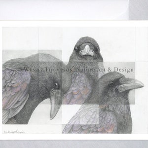 Raven Art Card ~"Me, Myself, & Eye" ~ Diseño de la naturaleza del arte del pájaro Corvid