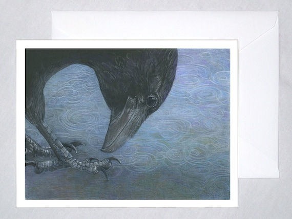Oregon Rain Raven Art Card, Meditative Image (A2)