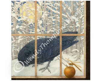 WINTER RAVEN - アートノートカード - カラス科のアート、ファンタジー。