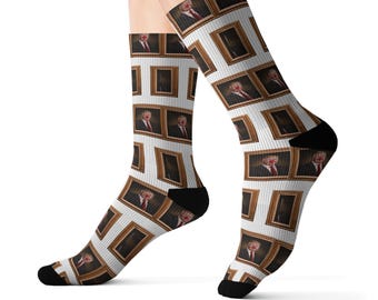 Calcetines artísticos de sublimación de Donald Trump: regalo único, calzado personalizado, decoración del hogar, expresión creativa, calcetines navideños.