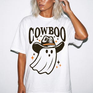 Western Ghost Comfort Colors® Shirt, Cowboy Halloween T-Shirt, Spooky Fall Shirt, Retro Halloween Cowboy Hat Ghost Tee