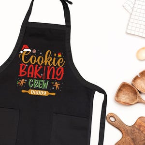 Christmas Cookie Crew Apron, Custom Baking Crew Apron, Christmas Family Aprons, Gingerbread Apron, Adjustable Christmas Kitchen Apron