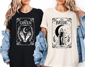 Witchy Bride and Coven Shirts, Halloween Bachelorette Party Tee, Witchy Bachelorette Hoodie, Gothic Wedding Tee, Bride Team Witch Sweat
