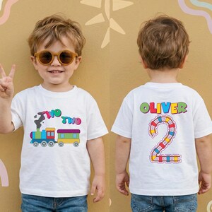 Train Theme Birthday T-Shirt, Personalized Birthday Boy Shirt, Toddler Birthday Party Gift Tee