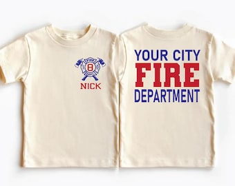 Custom Fire Department Shirt, Fireman Birthday Boy T-Shirt, Firefighter Kids Tee, Fire Dept. Toddler Sweatshirt