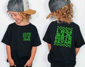 Maglietta di compleanno "Avevo 6 anni, ora ne ho 7", maglietta personalizzata per il 7° compleanno, divertente maglietta regalo di compleanno 6/7