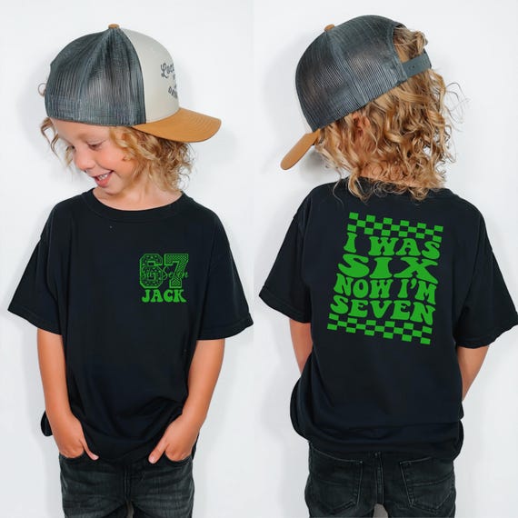 I Was 6 Now I'm 7 Birthday T-Shirt, Custom 7th Birthday Shirt, Funny 6 7 Birthday Gift Tee