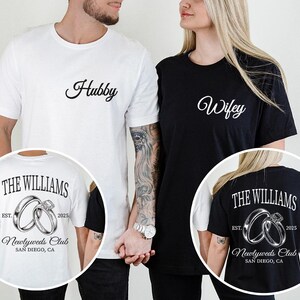 Wifey and Hubby Shirt, Newlyweds T-Shirts, Wedding Trip Tee, Mr. and Mrs. Honeymoon Hoodie, Custom Just Married Sweatshirt