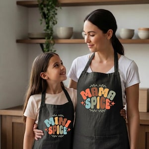Mama and Mini Aprons, Spice Mom Daughter Matching Apron, Mother's Day Gift Apron