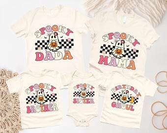 Custom Birthday Ghoul T-shirt, Halloween Birthday Party Tee, Spooky Birthday Family Sweatshirt, Ghost Birthday Girl Gift