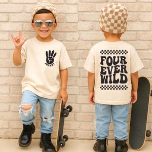 Four Ever Wild T-Shirt, Custom Fourth Birthday Shirt, 4th Birthday Kids Tee, 4 Year Old Birthday Gift, Wild Birthday Party Sweatshirt