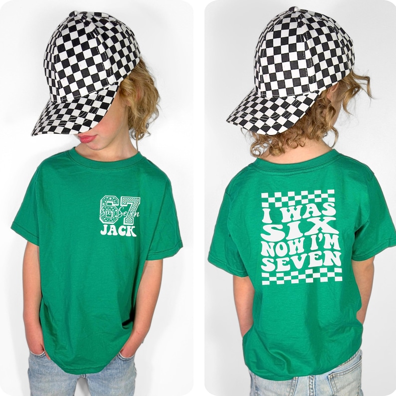 I Was 6 Now I'm 7 Birthday T-Shirt, Custom 7th Birthday Shirt, Funny 6 7 Birthday Gift Tee