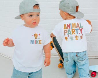 T-shirt de fête d'anniversaire de zoo, chemise assortie d'anniversaire d'animaux, t-shirt de fête d'anniversaire d'animaux de safari, chemises sauvages d'anniversaire
