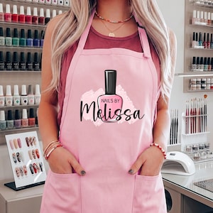 Personalisierte Schürze für Nageldesigner, Kosmetiksalon-Schürze, Schürze für Nageltechniker, Geschenkschürze für Nagelstylisten