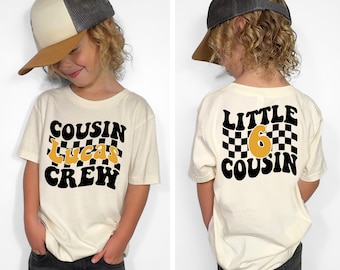 T-shirt met gepersonaliseerde naam voor neven en nichten, T-shirt met gepersonaliseerde naam voor een neven- en nichtenuitje, bijpassende T-shirts voor neven en nichten, T-shirts voor peuters met gepersonaliseerde naam voor neven en nichten, sweatshirt voor een neven- en nichtenreünie