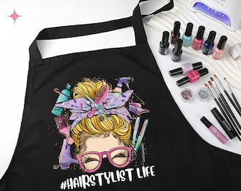 Custom Hair Stylist Life Apron, Beauty Salon Aprons, Hairdresser Gift Apron