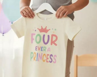4-årsdagsflicka T-shirt, Four Ever a Princess T-shirt