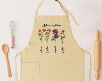 Mama's Kitchen Apron, Custom Kitchen Apron, Mama's Garden Baking Apron, Birthday Gift Apron