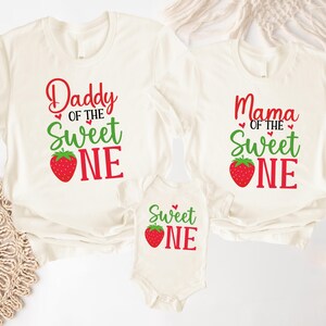 Sweet One Birthday Shirts, First Birthday Party T-Shirt, Berry One Birthday Gift, Strawberry Birthday Shirt, 1st Birthday Party Family Shirt