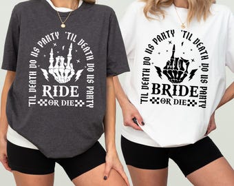 Bruid of sterf vrijgezellenfeest shirts, rock bruid vrijgezellenfeest shirts, spooky vrijgezellen T-shirt, heks vrijgezellensweater