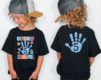 Shirt 5e verjaardag jongen, officieel een handvol verjaardagsshirt, kindershirt 5e verjaardag, cadeau 5e verjaardag