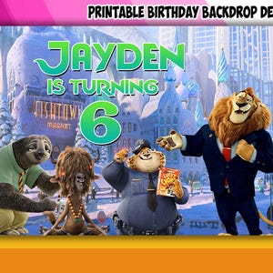 Zoo Theme Birthday Backdrop Design - DIGITAL FILE ONLY!