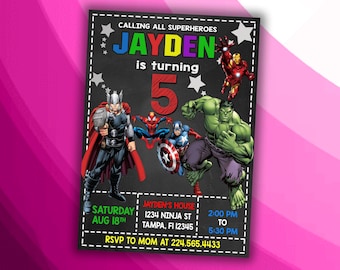 Superhero Theme Birthday Invitation Design - DIGITAL FILE ONLY!
