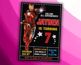 Diseño de invitación de cumpleaños con temática de superhéroe: ¡SOLO ARCHIVO DIGITAL!