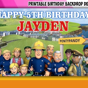 Firefighter Theme Birthday Backdrop Design - DIGITAL FILE ONLY!