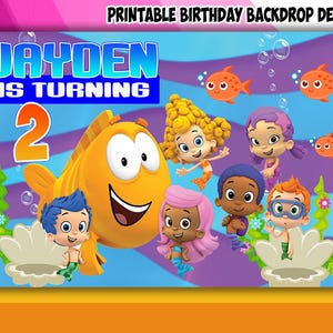 Guppy Theme Birthday Backdrop Design - DIGITAL FILE ONLY!