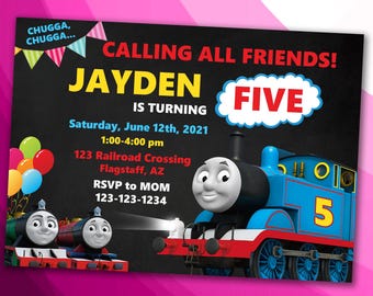 Train Theme Birthday Invitation Design - DIGITAL FILE ONLY!