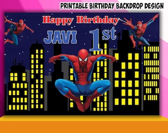 Sfondo per compleanno a tema supereroi - SOLO FILE DIGITALE!