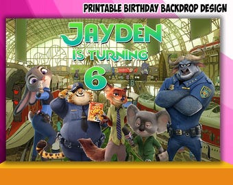 Diseño de fondo de cumpleaños con temática de zoológico: ¡SOLO ARCHIVO DIGITAL!