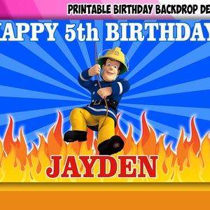 Firefighter Theme Birthday Backdrop Design - DIGITAL FILE ONLY!