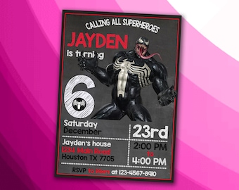 Diseño de invitación de cumpleaños con temática de superhéroe: ¡SOLO ARCHIVO DIGITAL!
