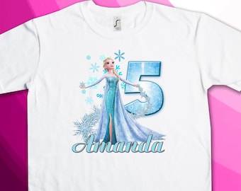 Design de chemise anniversaire transfert fer sur thème princesse - fichier numérique uniquement !