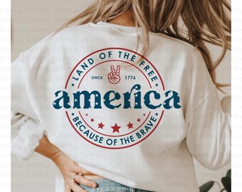 America Land Of The Free SVG, Patriotic 4th of July (Digital Download)