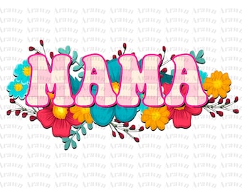 Floral Mama PNG, Retro Mother's Day Design (Digital Download)