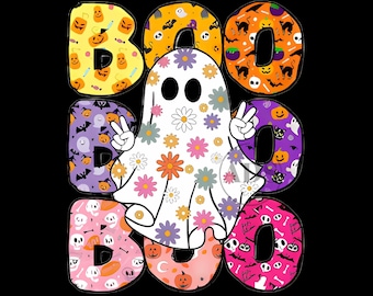 Floral Ghost Halloween PNG, Spooky Season Design (Digital Download)
