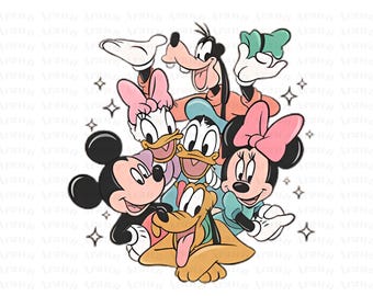 Vintage Mickey and Friends PNG, Digital Download