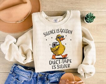 Silence is Golden Sarcastic Duck PNG, Snarky Retro Design (Digital Download)