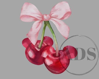 Laço de Cereja PNG: Design Coquette para o Dia dos Namorados (Download Digital)
