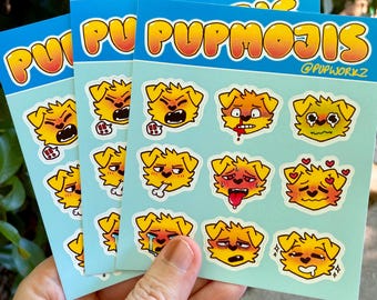 Puppy Dog Emojis Hand Drawn Sticker Sheet