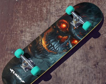 Fire Skull | Rocker | Skateboard Deck | Slates Original Design | Custom board | Grunge