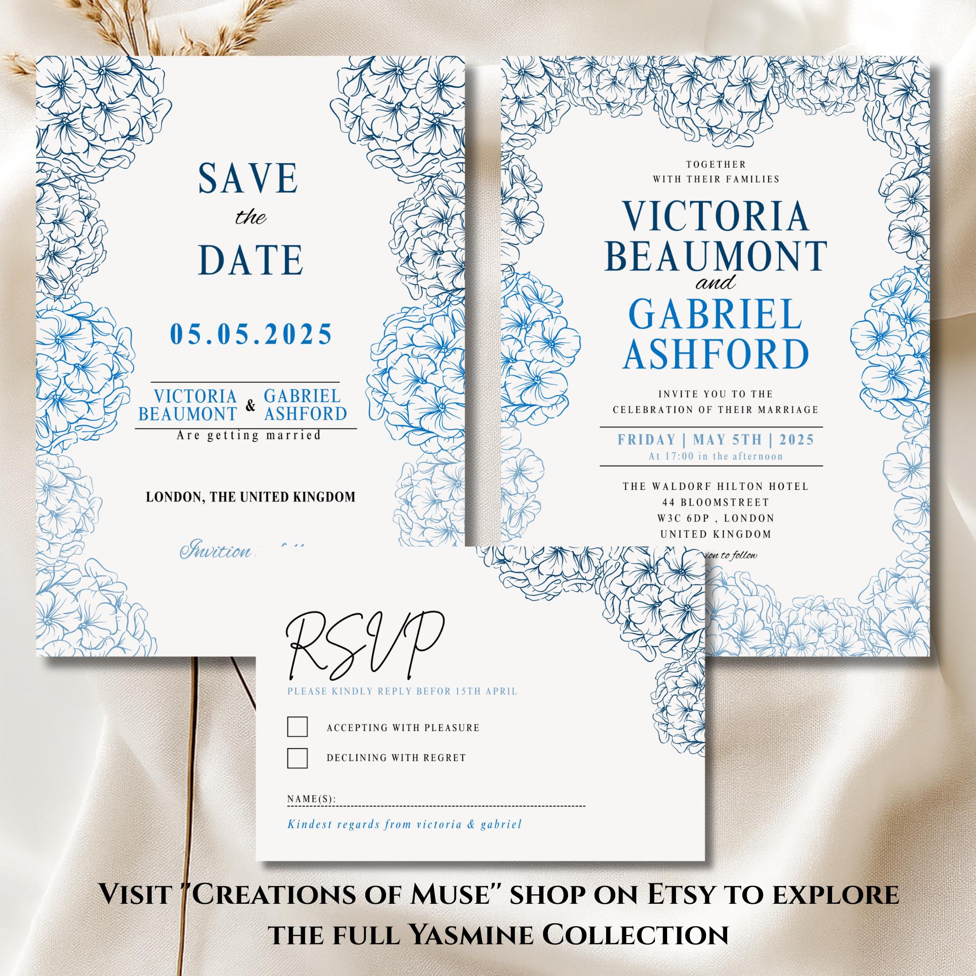 Editable Blue Hydrangea Wedding Thank You Template – Floral Printable ...